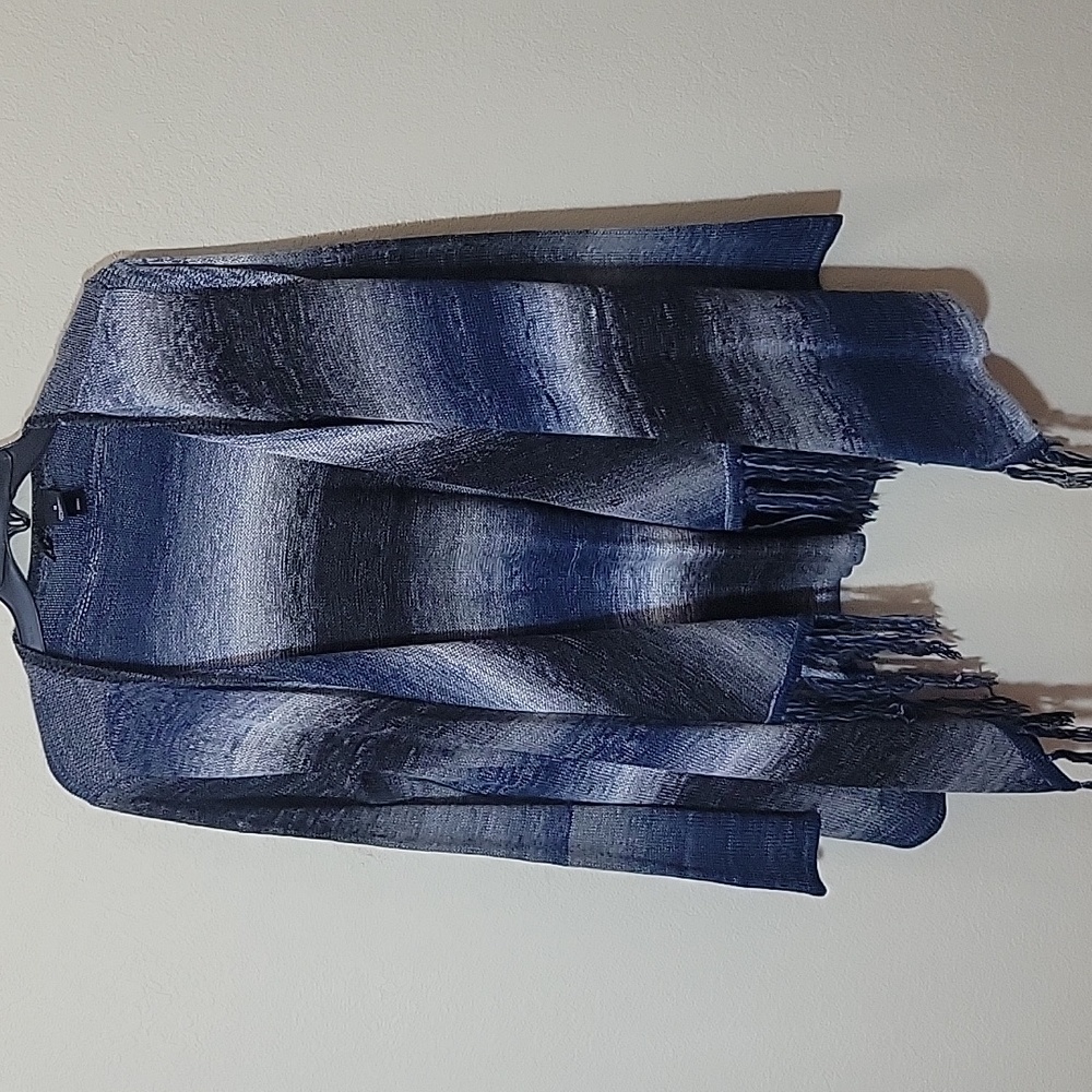 Gently Used Blue, Gray, and White Long Sleeve Cardigan/Sweater